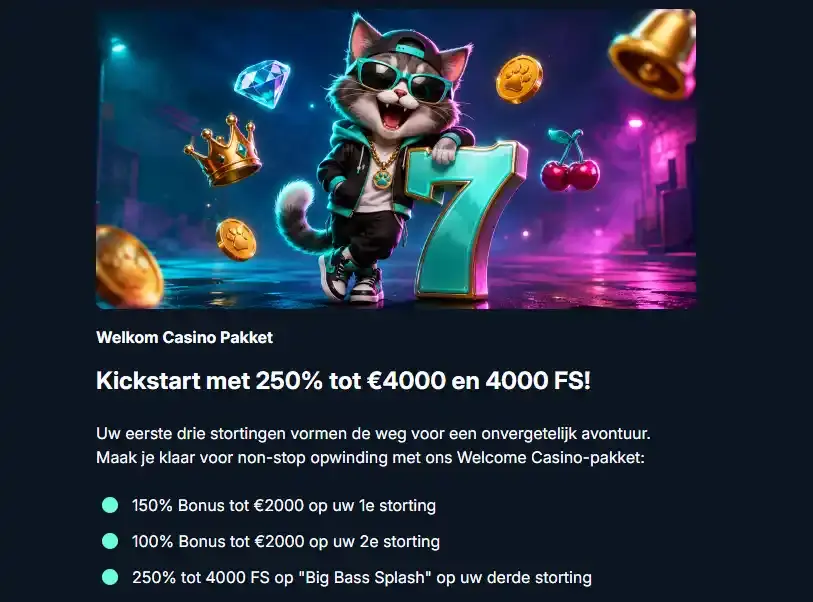 TikTakBet promotiepagina met het Welcome Casino Package